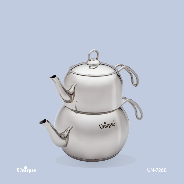 کتری و قوری استیل 2/5 لیتر لوله دار کتری و قوری استیل 2/5 لیتر لوله دار UN-7268 - تصویر 1