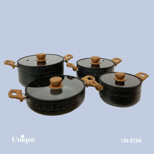 سرویس8پارچه مشکی گرانیت سیلیکون چوبی UN-8184 - تصویر 1
