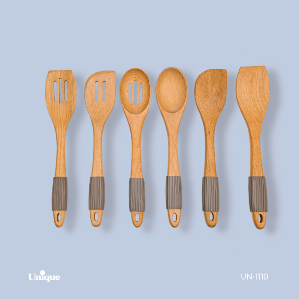 کفگیروملاقه تک چوبی دسته سیلیکون UN-1110 - تصویر 1