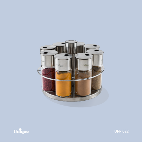 ست ادویه 8 عددی استیل گردان ست ادویه 8 عددی استیل گردان UN-1622 - تصویر 1