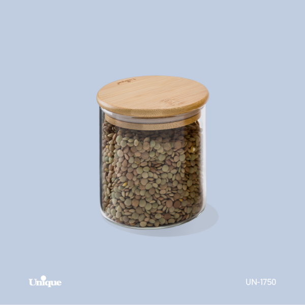 بانکه شیشه ای درب چوبی گرد 10 سانت UN-1750 - تصویر 1