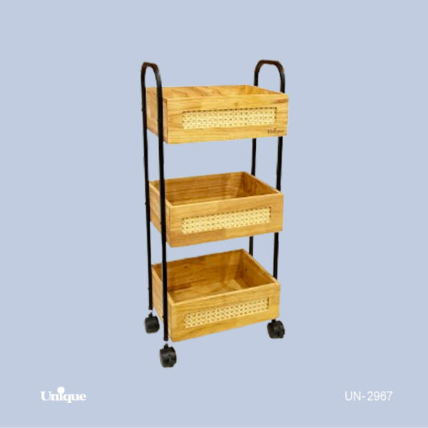 جای پیاز 3 طبقه چوب حصیری UN-2967 - تصویر 1
