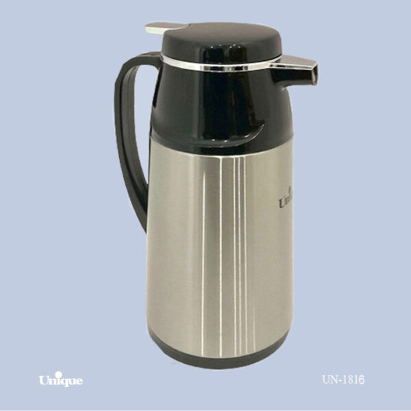 فلاکس 1/3 لیتر استیل دکمه ای شیشه صورتی UN-1816 - تصویر 1