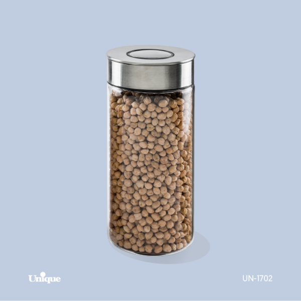 بانکه شیشه ای درب استیل 20 سانت UN-1702 - تصویر 1