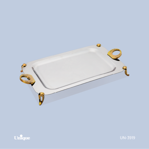 سینی متوسط نگین دار طلایی سینی متوسط نگین دار طلایی UN-3919 - تصویر 1