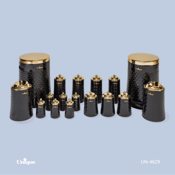4629 ست 17پارچه مشکی اکلیلی طلایی گلکسی UN-4629 - تصویر 1