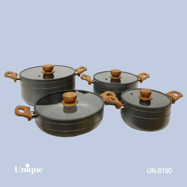 سرویس 8پارچه طوسی سیلیکون چوبی سرویس 8پارچه طوسی سیلیکون چوبی UN-8190 - تصویر 1