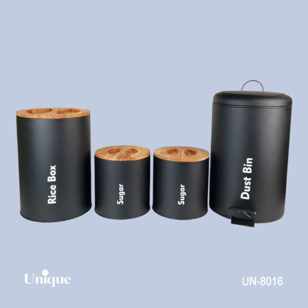 ست 4پارچه مشکی مات درب بامبو UN-8016 - تصویر 1