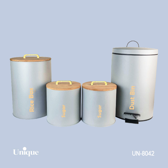 4fa1675c-44bc-47e3-9739-d5bef7b82215 ست 4 پارچه طوسی روشن درب بامبو T UN-8042 - تصویر 1