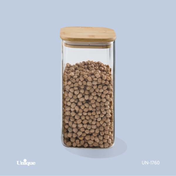 بانکه شیشه ای درب چوبی مربع 20 سانت بانکه شیشه ای درب چوبی مربع 20 سانت UN-1760 - تصویر 1