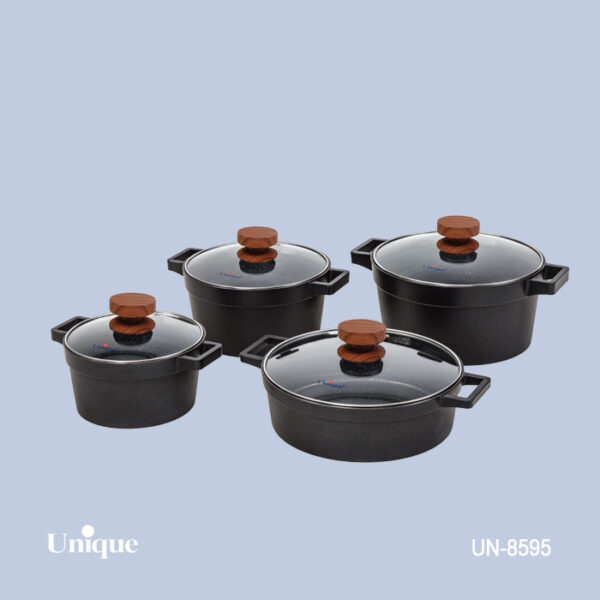 سرویس 8 پارچه مشکی قپه چوبی دیاموند UN-8595 - تصویر 1