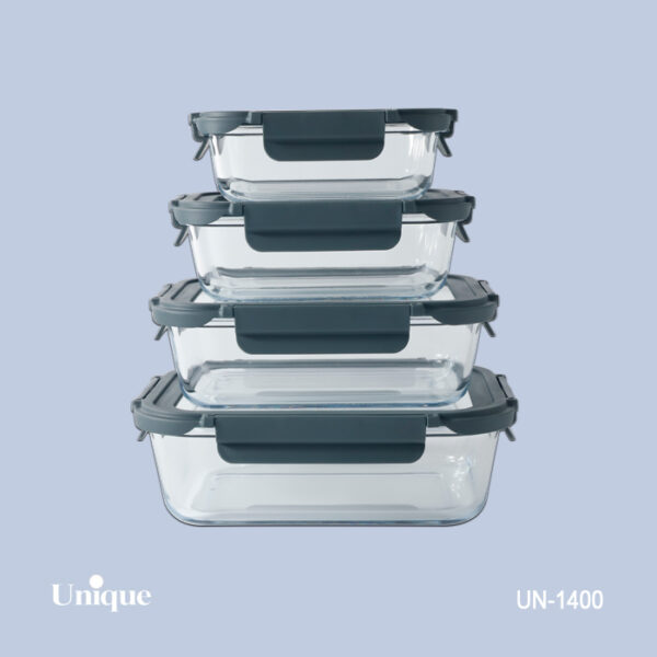 ظرف غذا 4تیکه -مستطیل UN-1400 - تصویر 1