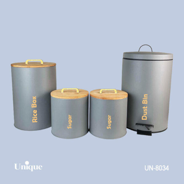 ست 4 پارچه فیلی (طوسی) درب بامبو T UN-8034 - تصویر 1