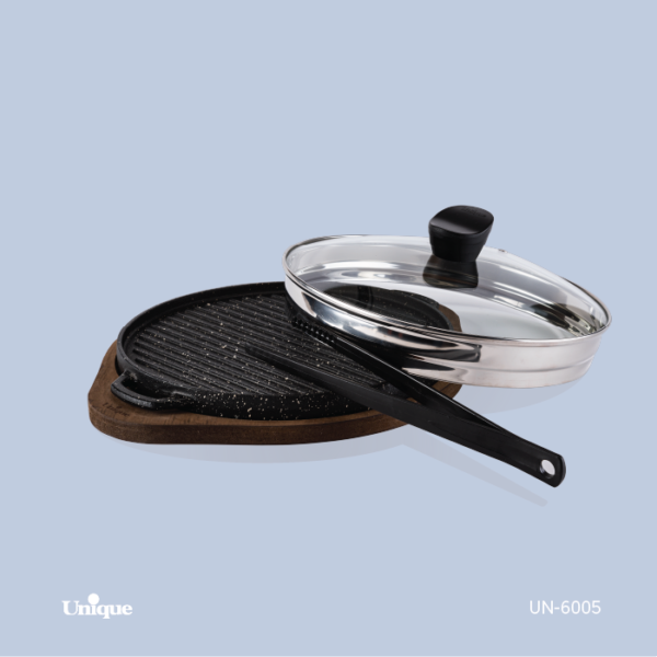 تابه گریل چدن گرد کوچک باچوب تابه گریل چدن گرد کوچک باچوب UN-6005 - تصویر 1