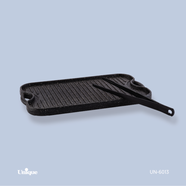 تابه گریل مستطیل بزرگ بدون چوب با انبر UN-6013 - تصویر 1