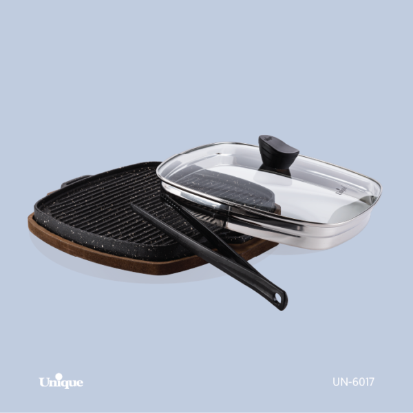 گریل مربع بزرگ با چوب با انبر UN-6017 - تصویر 1