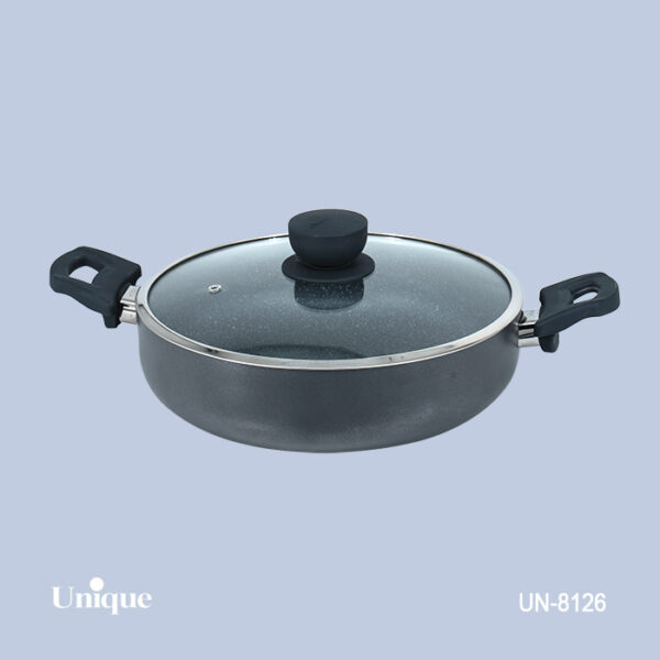 تابه دو دسته 28 کف گرانیت-طوسی تیره UN-8126 - تصویر 1