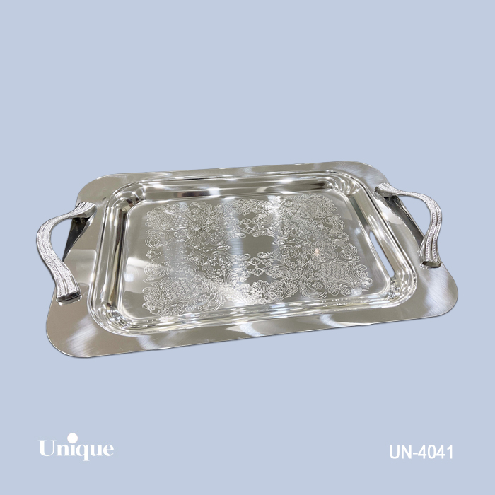 66c7c90a-d8df-4c80-a573-56767755d45e سینی براق استیل بدون پایه بزرگ UN-4041 - تصویر 1