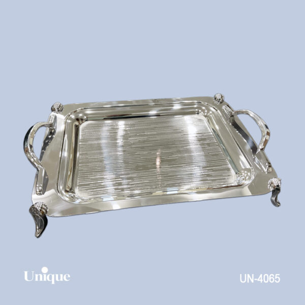 سینی براق استیل پایه دار کوچک UN-4065 - تصویر 1