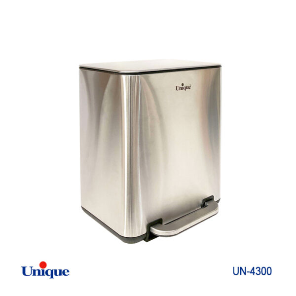 67353ab1-2b00-4743-87b9-1a730987f4bd سطل زباله چهارگوش استیل 20 لیتر با آرامبند UN-4300 - تصویر 1