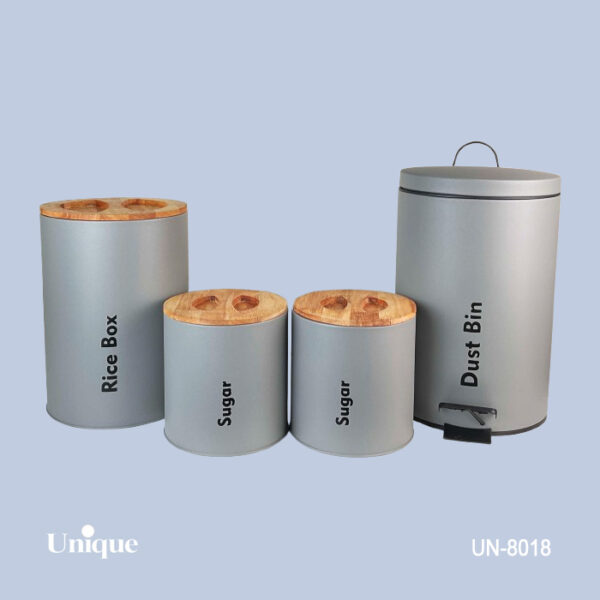 ست 4 پارچه فیلی (طوسی) درب بامبو UN-8018 - تصویر 1