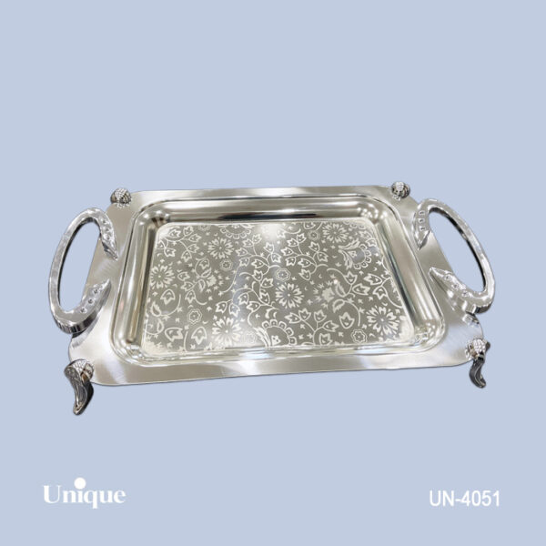 7c7a5298-d9cc-4d02-a22b-e68e66c502c3 سینی براق استیل پایه دار کوچک UN-4051 - تصویر 1