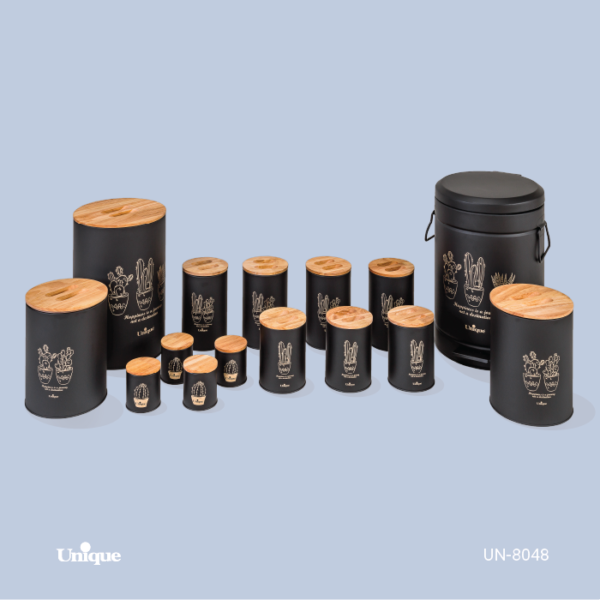 8048 ست 15 کاکتوس مشکی طلایی درب بامبو UN-8048 - تصویر 1