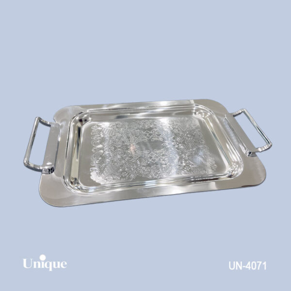 8ebaf277-c671-428f-85ca-9297097c796a سینی براق استیل بدون پایه بزرگ UN-4071 - تصویر 1