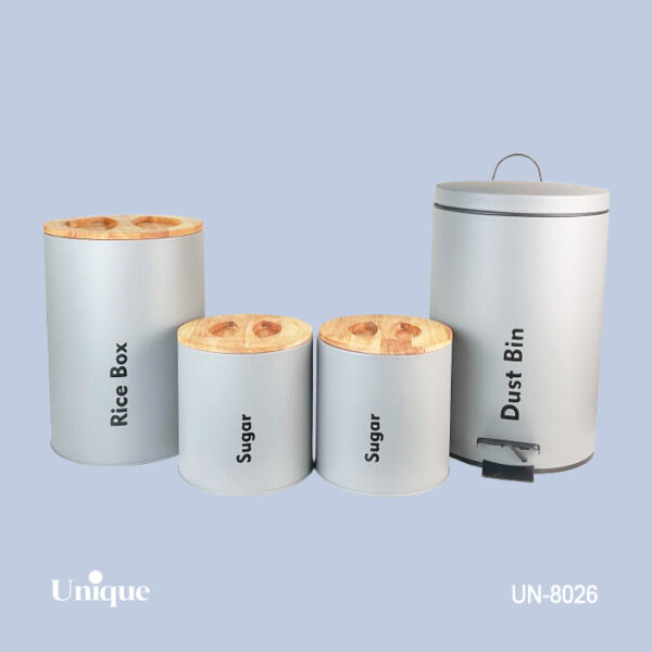 ست 4 پارچه طوسی روشن درب بامبو UN-8026 - تصویر 1