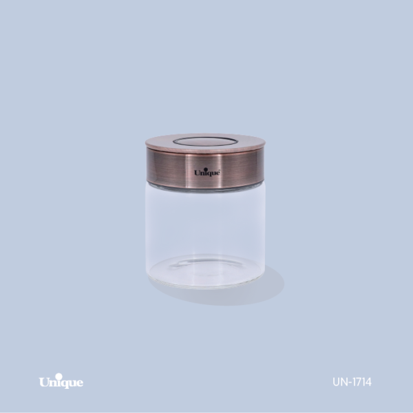 بانکه شیشه ای درب مسی 10 سانت UN-1714 - تصویر 1