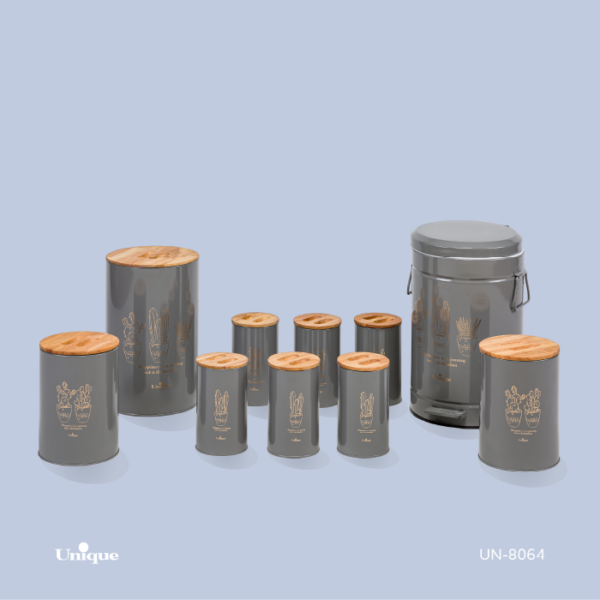 ست 10 فانتزی طوسی کاکتوس درب بامبو UN-8064 - تصویر 1