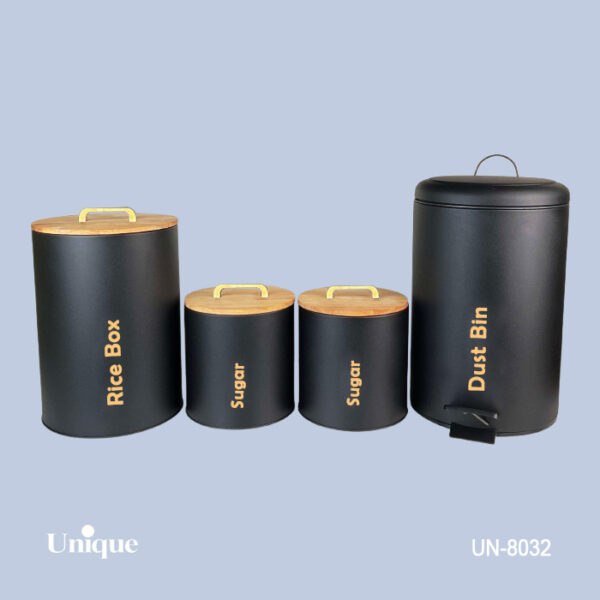 ست 4پارچه مشکی مات درب بامبو T UN-8032 - تصویر 1