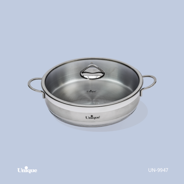 تابه درب دار دو دسته استیل 32 UN-9947 - تصویر 1