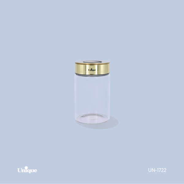 بانکه شیشه ای  درب طلایی 15 سانت UN-1722 - تصویر 1