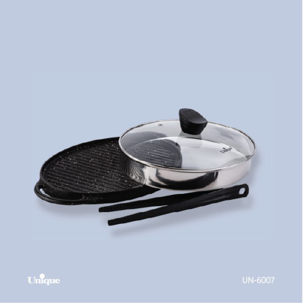 تابه گریل چدن گرد کوچک بدون چوب UN-6007 - تصویر 1