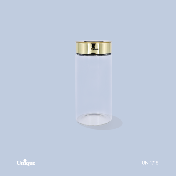 بانکه شیشه ای  درب طلایی 20 سانت UN-1718 - تصویر 1