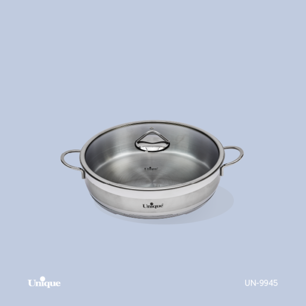تابه درب دار دو دسته استیل 28 UN-9945 - تصویر 1