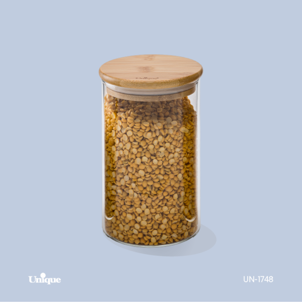 بانکه شیشه ای درب چوبی گرد 15 سانت UN-1748 - تصویر 1