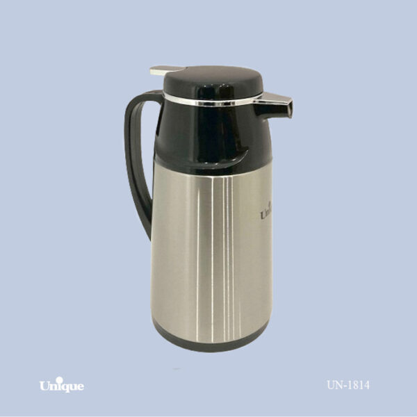 فلاکس 1 لیتر استیل دکمه ای شیشه صورتی UN-1814 - تصویر 1