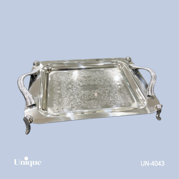 سینی براق استیل پایه دار کوچک UN-4043 - تصویر 1