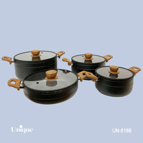 سرویس 8پارچه مشکی سیلیکون چوبی UN-8188 - تصویر 1