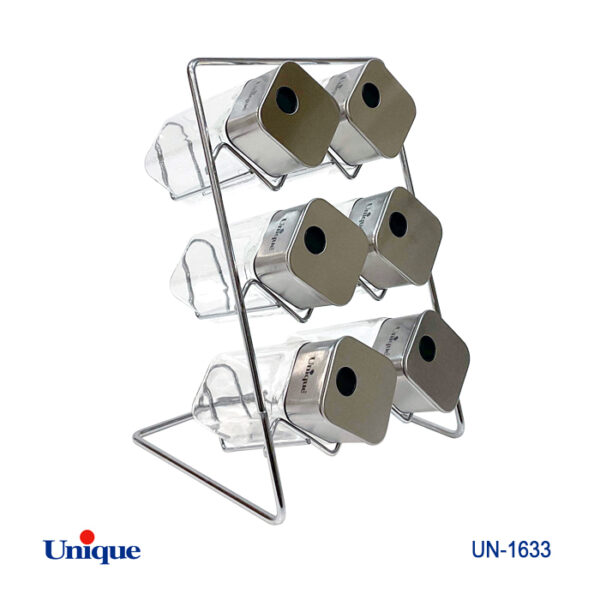 ست ادویه 6تایی شیشه مربع ایستاده UN-1633 - تصویر 1