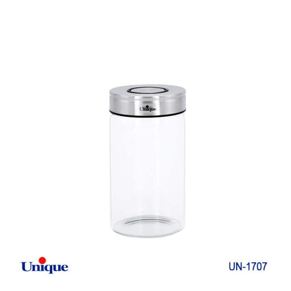 1707 بانکه شیشه ای درب استیل 10 سانت UN-1707 - تصویر 1