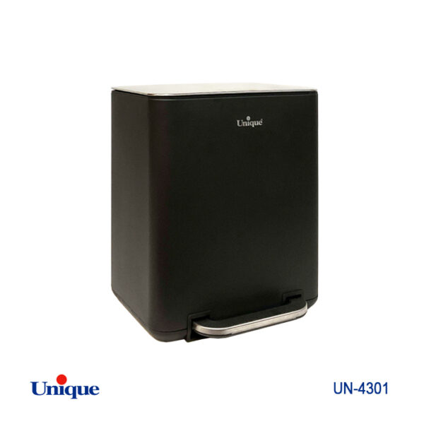 سطل زباله چهارگوش 20 مشکی باآرام بند UN-4301 - تصویر 1
